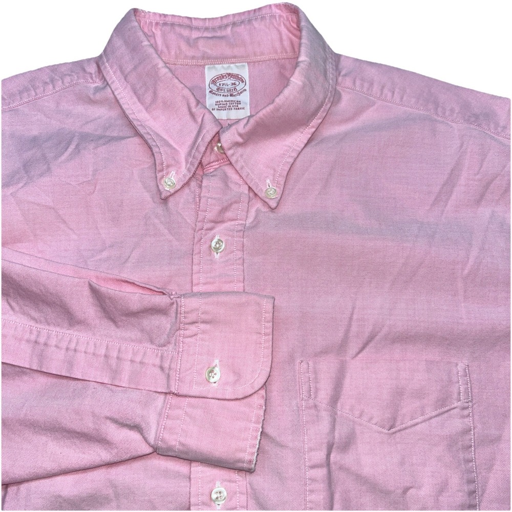 Brooks Brothers 100% American Supima Cotton Pink Button down, Mens 17.5-36